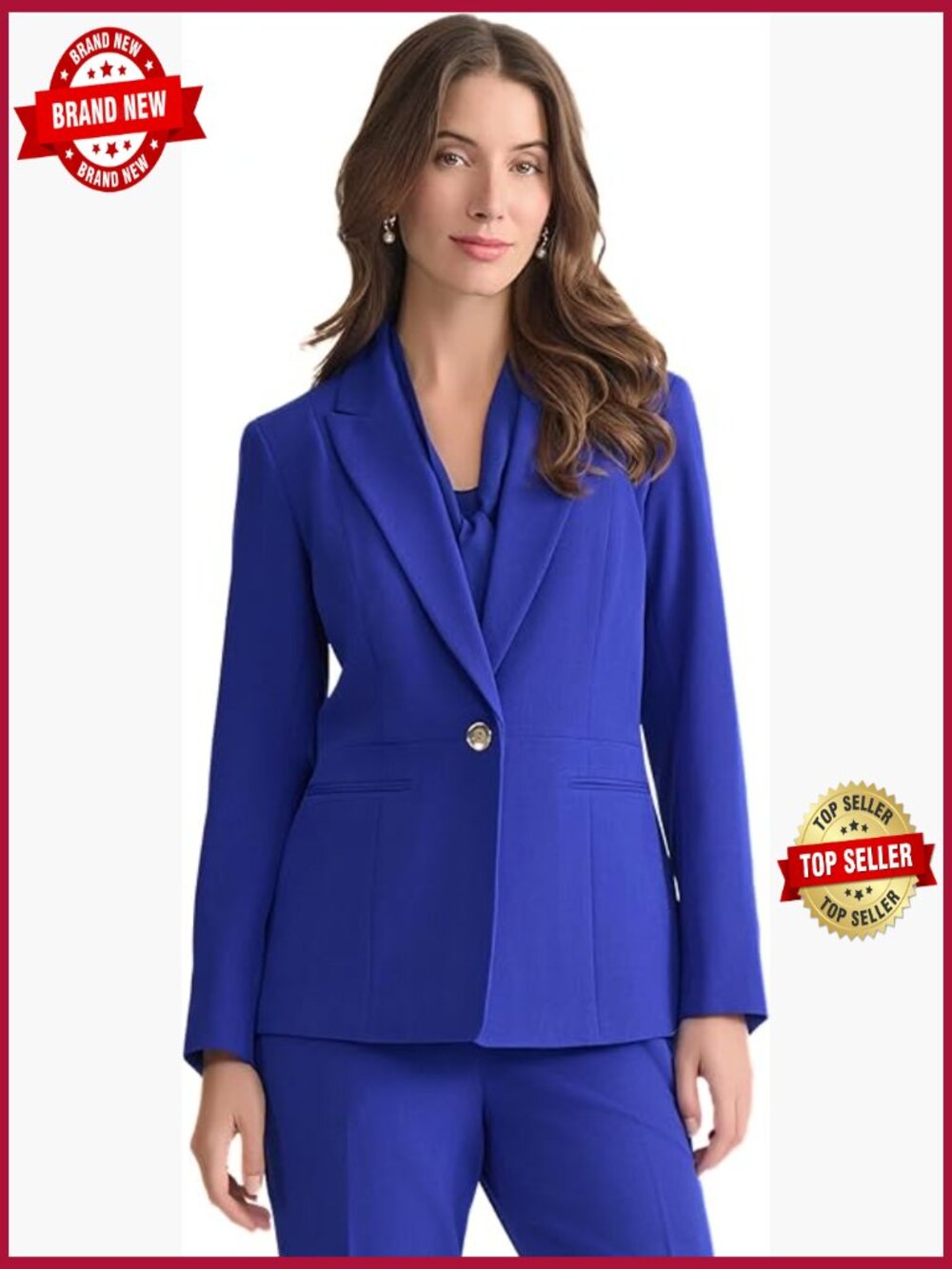 Peak Lapel One-Button Peplum Blazer Long Sleeve Business Casual Jacket
